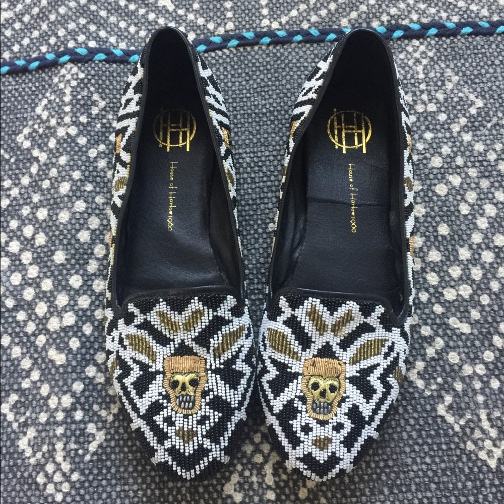 House of Harlow 1960 Zenith Beaded Skull Loafers